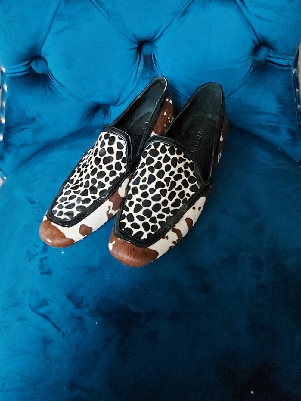 Donald J. Pliner Real Cow Hair On Hide Slip-On Loafers in Black, Brown & White